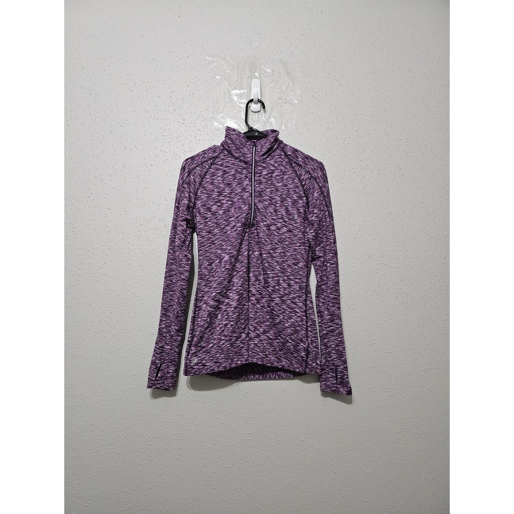 Athleta Mendoza Purple Space Dye 1/4 Zip Pullover Women's Small Athletic Yoga